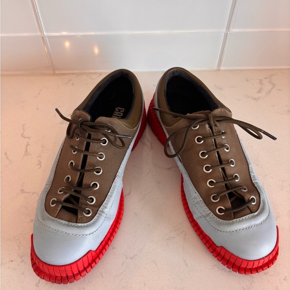 Camper Men's Sneakers in Brown and Light Blue with Red Soles Size 39 - Picture 4 of 10